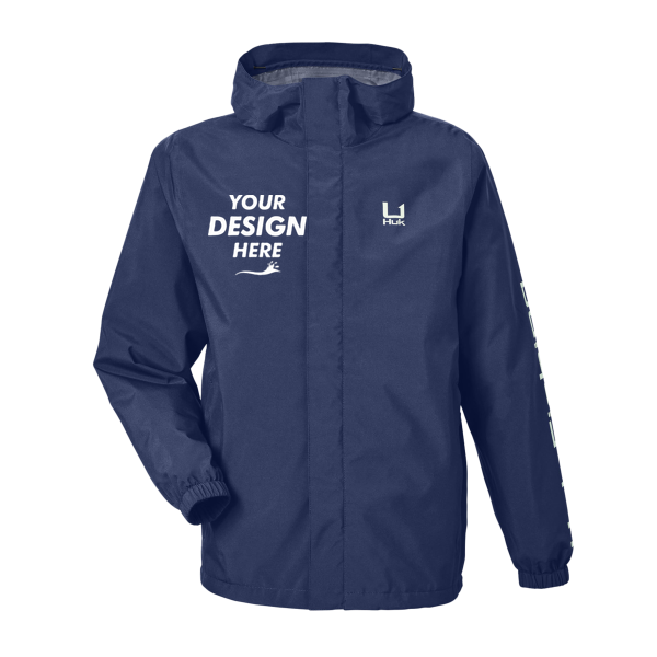 HUK Men's Storm Rain Jacket, Naval Academy, Front view, Mockup