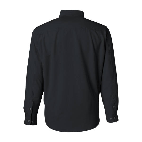 HUK Men's Tide Point Pocket Fishing Shirt, Black, Back view
