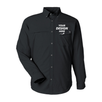 HUK Men's Tide Point Pocket Fishing Shirt, Black, Front view, Mockup