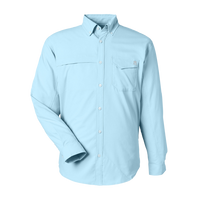 HUK Men's Tide Point Pocket Fishing Shirt, Crystal Blue, Front view