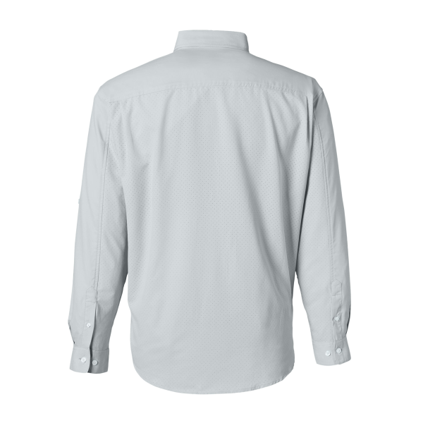 HUK Men's Tide Point Pocket Fishing Shirt, Harbor Mist, Back view