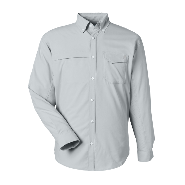 HUK Men's Tide Point Pocket Fishing Shirt, Harbor Mist, Front view