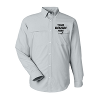 HUK Men's Tide Point Pocket Fishing Shirt, Harbor Mist, Front view, Mockup