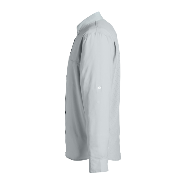 HUK Men's Tide Point Pocket Fishing Shirt, Harbor Mist, Left Sleeve view