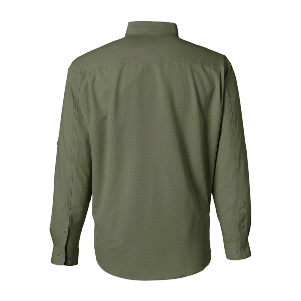 HUK Men's Tide Point Pocket Fishing Shirt, Moss, Back view