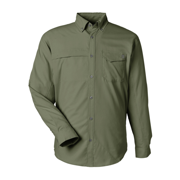 HUK Men's Tide Point Pocket Fishing Shirt, Moss, Front view