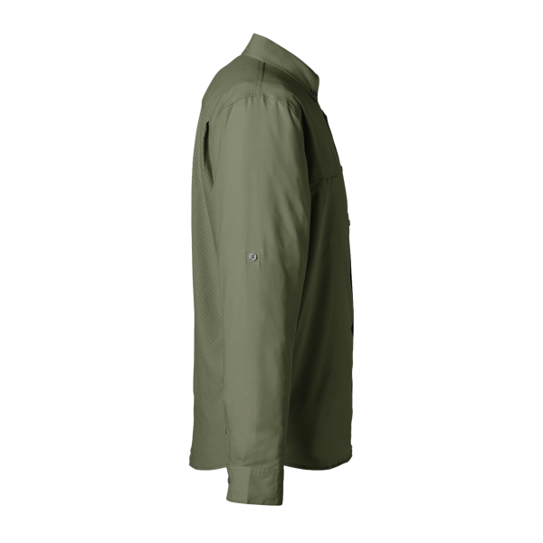 HUK Men's Tide Point Pocket Fishing Shirt, Moss, Right Sleeve view