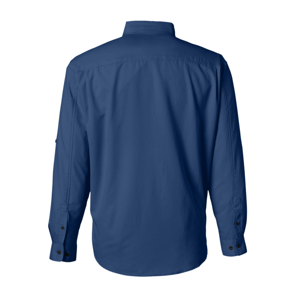 HUK Men's Tide Point Pocket Fishing Shirt, Naval Academy, Back view