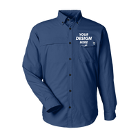 HUK Men's Tide Point Pocket Fishing Shirt, Naval Academy, Front view, Mockup