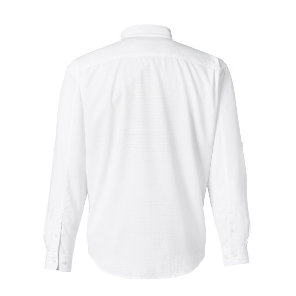 HUK Men's Tide Point Pocket Fishing Shirt, White, Back view