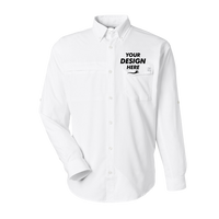 HUK Men's Tide Point Pocket Fishing Shirt, White, Front view, Mockup