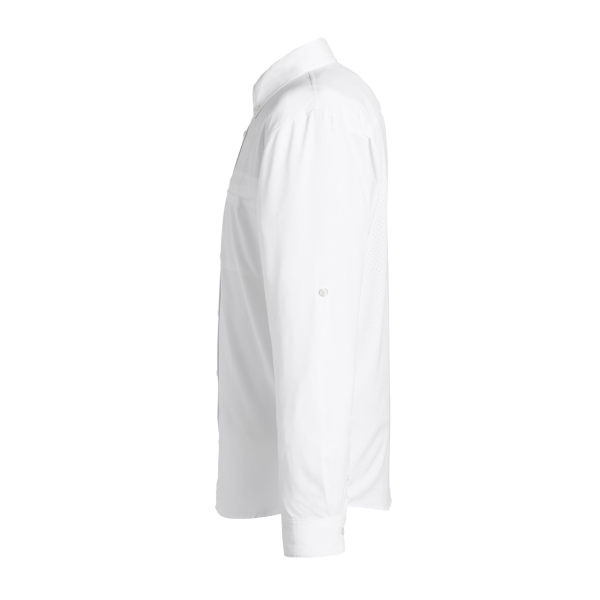 HUK Men's Tide Point Pocket Fishing Shirt, White, Left Sleeve view