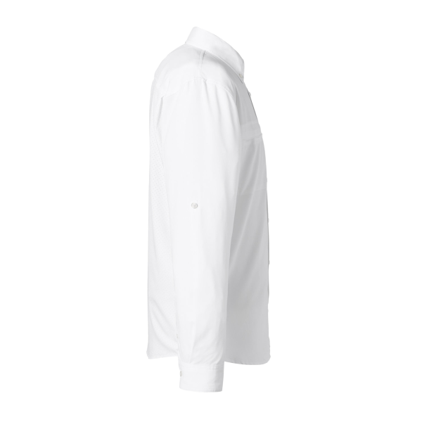 HUK Men's Tide Point Pocket Fishing Shirt, White, Right Sleeve view