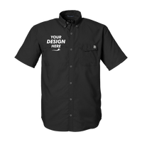 HUK Men's Tide Point Short Sleeve Shirt, Black, Front view, Mockup