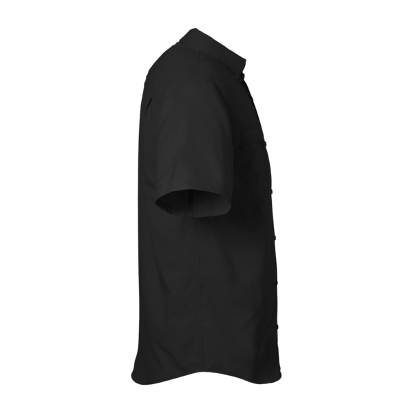 HUK Men's Tide Point Short Sleeve Shirt, Black, Right Sleeve view