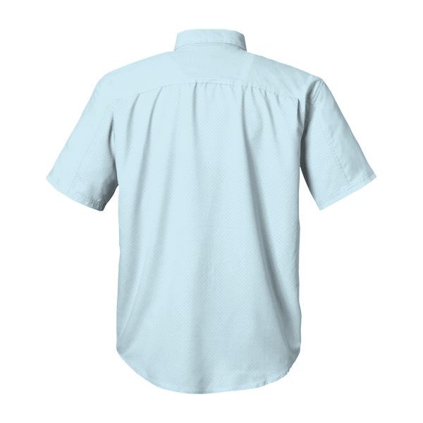 HUK Men's Tide Point Short Sleeve Shirt, Crystal Blue, Back view