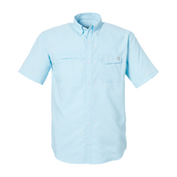 HUK Men's Tide Point Short Sleeve Shirt, Crystal Blue, Front view
