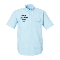 HUK Men's Tide Point Short Sleeve Shirt, Crystal Blue, Front view, Mockup