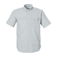 HUK Men's Tide Point Short Sleeve Shirt, Harbor Mist, Front view