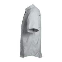 HUK Men's Tide Point Short Sleeve Shirt, Harbor Mist, Left Sleeve view