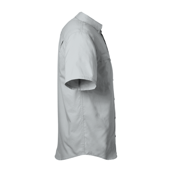 HUK Men's Tide Point Short Sleeve Shirt, Harbor Mist, Right Sleeve view