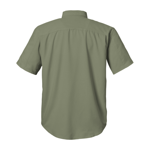 HUK Men's Tide Point Short Sleeve Shirt, Moss, Back view