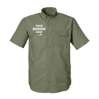 HUK Men's Tide Point Short Sleeve Shirt, Moss, Front view, Mockup