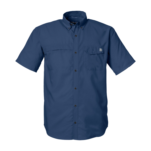HUK Men's Tide Point Short Sleeve Shirt, Naval Academy, Front view