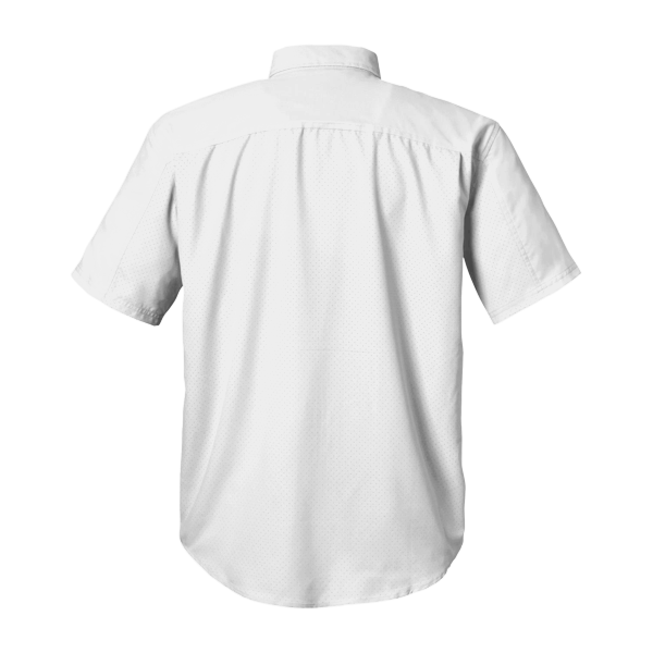 HUK Men's Tide Point Short Sleeve Shirt, White, Back view