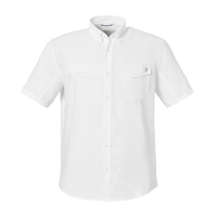 HUK Men's Tide Point Short Sleeve Shirt, White, Front view