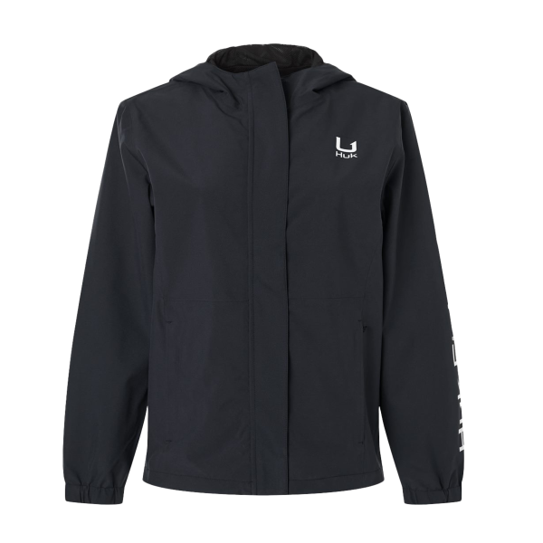 HUK Women's Storm Rain Jacket, Black, Front view