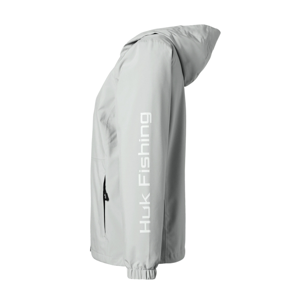 HUK Women's Storm Rain Jacket, Harbor Mist, Left Sleeve view