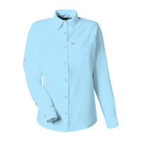 HUK Women's Tide Point Long Sleeve Shirt, Crystal Blue, Front view