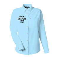 HUK Women's Tide Point Long Sleeve Shirt, Crystal Blue, Front view, Mockup