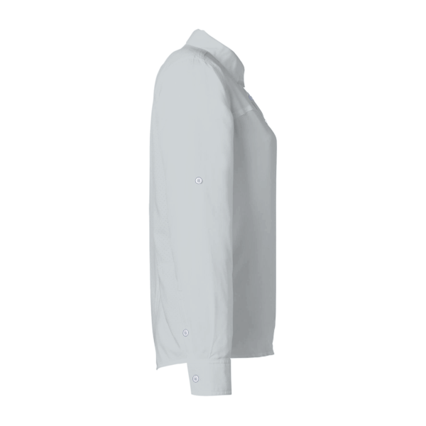 HUK Women's Tide Point Long Sleeve Shirt, Harbor Mist, Right Sleeve view