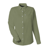 HUK Women's Tide Point Long Sleeve Shirt, Moss, Front view