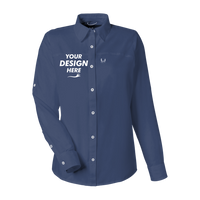 HUK Women's Tide Point Long Sleeve Shirt, Naval Academy, Front view, Mockup