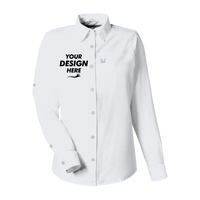 HUK Women's Tide Point Long Sleeve Shirt, White, Front view, Mockup