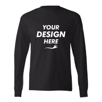 Hanes Authentic Long Sleeve T-Shirt, Black, Front view, Mockup