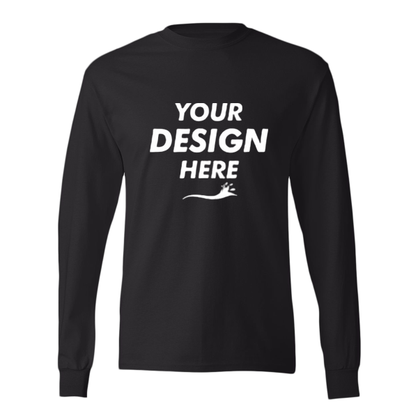 Hanes Authentic Long Sleeve T-Shirt, Black, Front view, Mockup