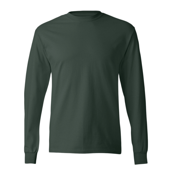 Hanes Authentic Long Sleeve T-Shirt, Deep Forest, Front view