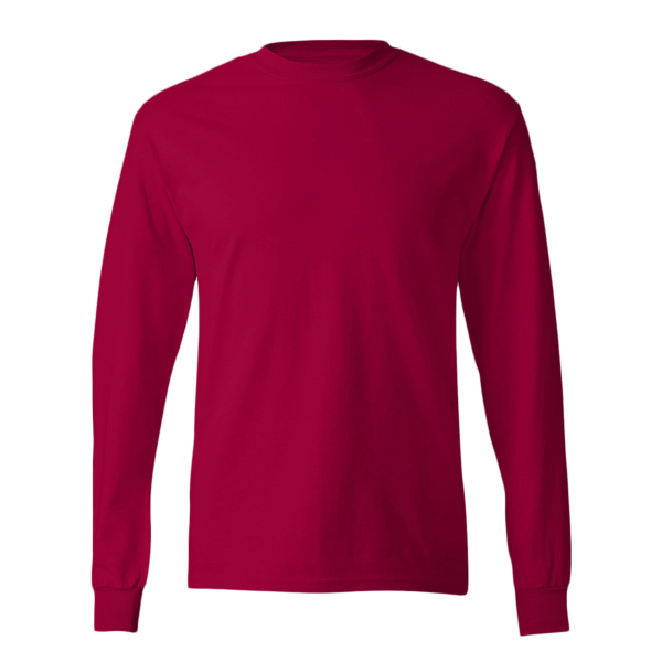 Hanes Authentic Long Sleeve T-Shirt, Deep Red, Front view