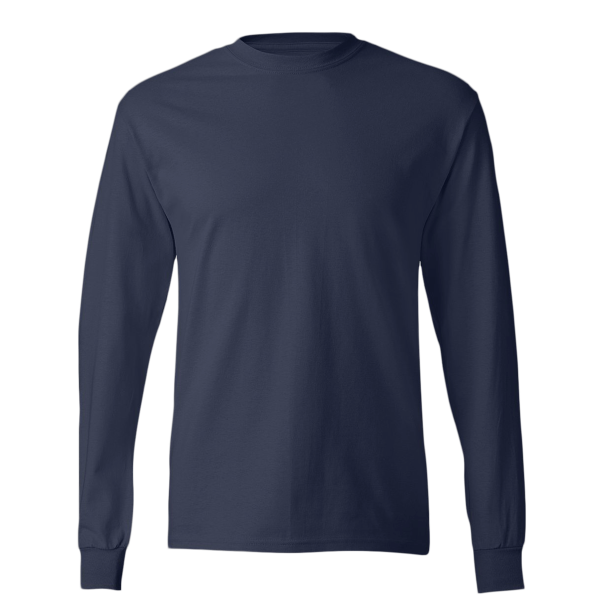Hanes Authentic Long Sleeve T-Shirt, Navy, Front view