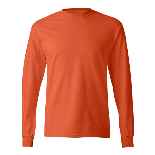 Hanes Authentic Long Sleeve T-Shirt, Orange, Front view