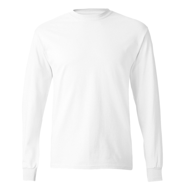 Hanes Authentic Long Sleeve T-Shirt, White, Front view