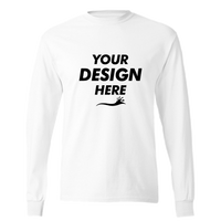 Hanes Authentic Long Sleeve T-Shirt, White, Front view, Mockup