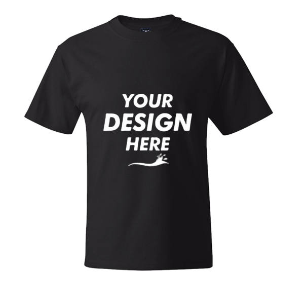 Hanes Beefy-T® Tall T-Shirt, Black, Front view, Mockup