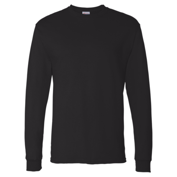 Hanes Essential-T Long Sleeve T-Shirt, Black, Front view