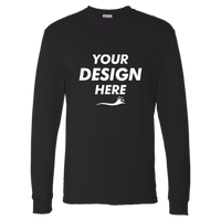 Hanes Essential-T Long Sleeve T-Shirt, Black, Front view, Mockup