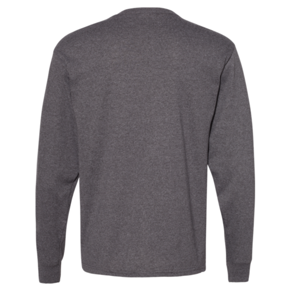 Hanes Essential-T Long Sleeve T-Shirt, Charcoal Heather, Back view
